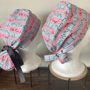 Oh Crap! Scrub Cap with ponytail holder/ shorthair scrub Cap/scrub hat/ surgical scrub cap/ hair cover/ PPE-