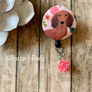 Doxie- Dachshund Badge Holder/Retractable ID Badge Reel/Badge Reel/ Interchangeable Velcro attachment Nurse Badge Holder/Nursin