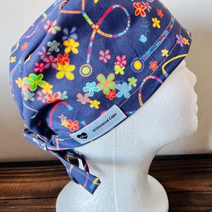 Scrub Cap with ponytail holder/ shorthair scrub Cap/scrub hat/ surgical scrub cap/ hair cover/ PPE- Stethoscope Cap