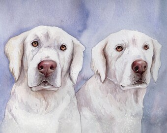 Custom Watercolor Pet Portrait Hand painted from Photo Personalized Original Painting
