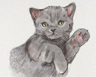 Custom Watercolor Pet Portrait Hand painted from Photo Personalized Original Painting