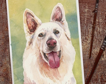 Retrato de animal de estimação em aquarela personalizado pintado à mão a partir de foto pintura original personalizada