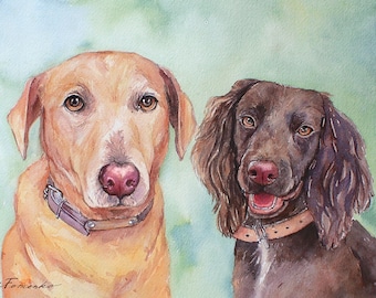 Custom Watercolor Pet Portrait Hand painted from Photo Personalized Original Painting