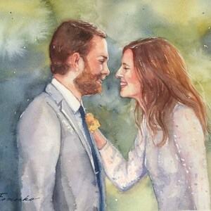 Custom People Portrait Hand Painted from Photo Personalized Original Painting Children Wedding