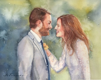 Custom People Portrait Hand Painted from Photo Personalized Original Painting Children Wedding