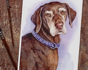 Custom Watercolor Pet Portrait Hand painted from Photo Personalized Original Painting