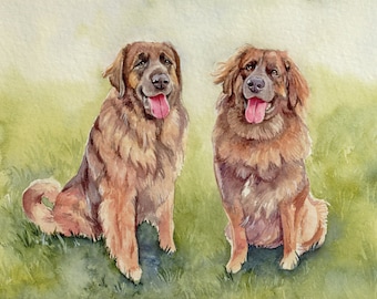 Custom Watercolor Pet Portrait Hand painted from Photo Personalized Original Painting