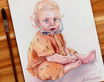Personalisierte Kinder Portrait Handgemalt vom Foto Personalisiertes Original Gemälde Hochzeit Menschen