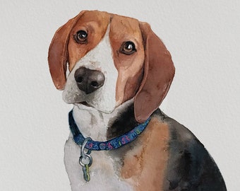 Custom Watercolor Pet Portrait Hand painted from Photo Personalized Original Painting