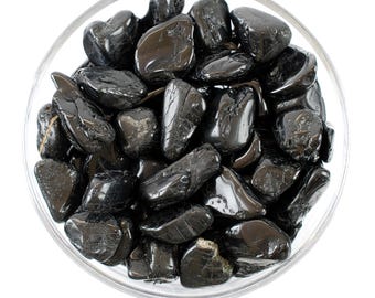 Black Tourmaline Tumbled Stone, Protection, Grounding And EMF Shield, Root Chakra Healing Crystal