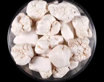 Witte howliet trommelsteen, natuurlijke witte marmeren edelsteen, kalmerend en slaapkristal