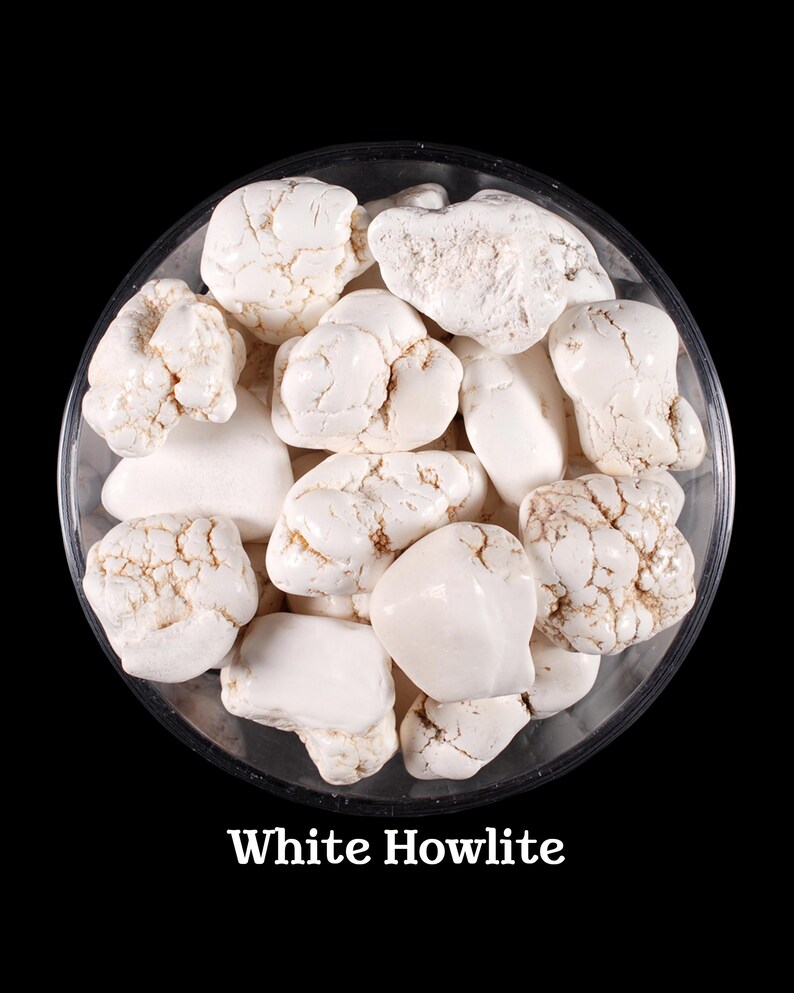 White Howlite Tumbled Stone, Natural White Marble Gemstone, Calming And Sleep Crystal image 1