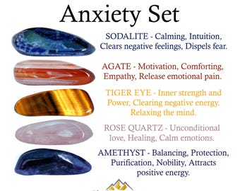 Anxiety Crystals Set, Calming Relief, Gift For Crystal Lovers, Anxiety Gemstones