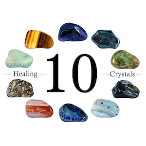 Juego de 10 cristales curativos, juego de cristales, kit de cristales, cristales curativos, cristales metafísicos, cristales, regalos, piedras, gemas, caja de regalo, 4