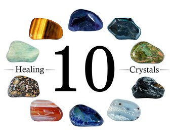 Set of 10 Healing Crystals, Gift For Crystal Lovers, Natural Gemstones, 4