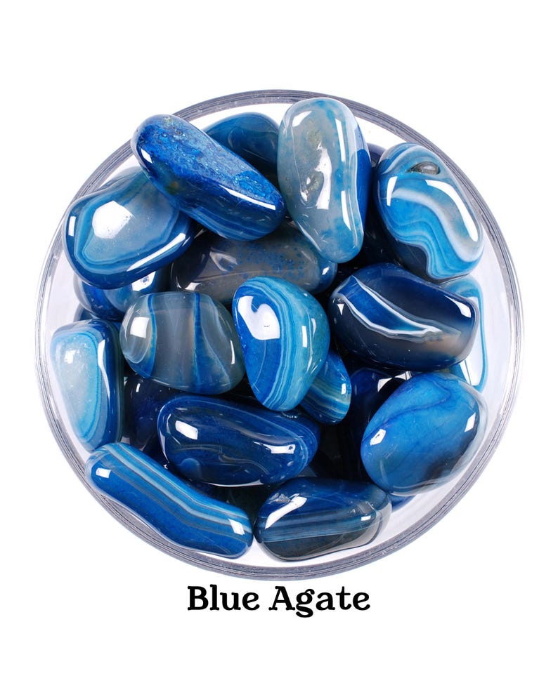 Blue Agate Tumbled Stone, Polished Sky Blue Crystal, Calming And Communication Gem image 1