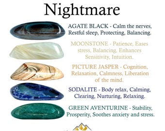 Nightmare Crystals Set, Crystals For Better Sleep And Peaceful Dreams, Restful Sleep Gift Box, Protection Bad Dreams, Wellness Gift Ready