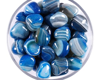 Blue Agate Tumbled Stone, Calm Communication, Throat Chakra Ritual Gem