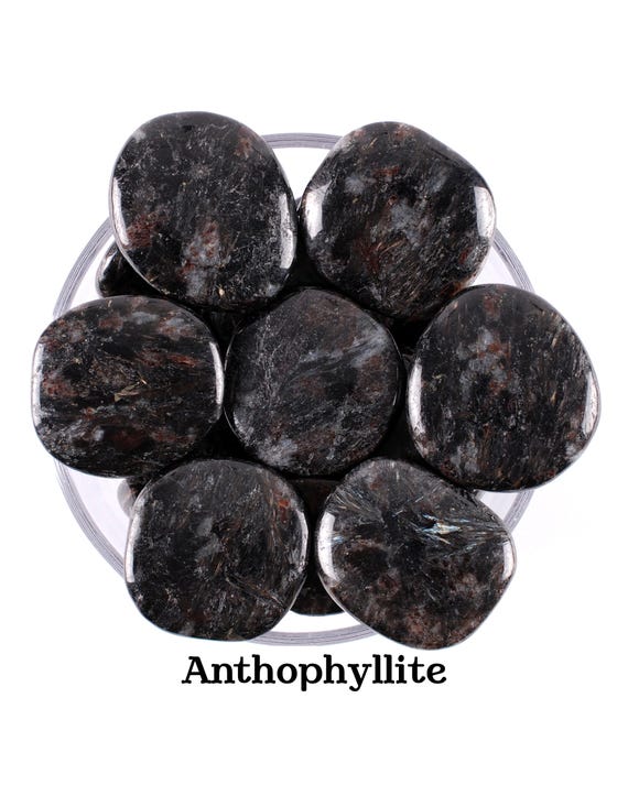 Rare! Anthophyllite Palm Stone, Polished Brown Galaxy Crystal, Insight Аnd Grounding Stone