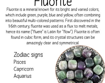 Fluorite Tumbled Stone, Fluorite, Tumbled Crystals, Zodiac Signs
