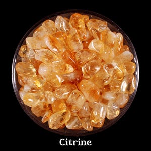 Set mit 10 Citrin Trommelsteinen, polierten goldenen Kristallen, Fülle und Freude Geschenkset