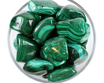 Malachite Tumbled Stone, Natural Gemstone, Healing Crystal, Emotional Healing And Protection