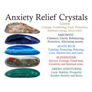 Anxiety Relief Crystals Set, Anxiety, Relief, Jasper, Amethyst, Agate Blue, Bloodstone, Green Aventurine, Gifts, Crystals, Stones, Rocks