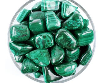 Malachite Tumbled Stone, Natural Transformation Crystal For Heart Chakra, Balance And Growth