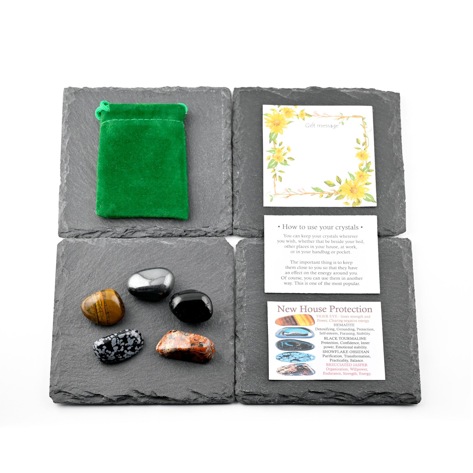 Protection Crystal Set New House Protection Crystals Set, Home Energy Shield, Gift for Crystal ...