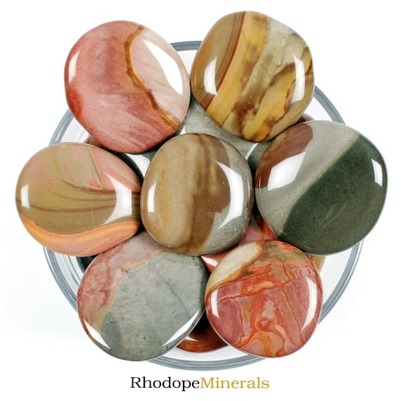 Polychrome Jasper Palm Stone, Desert Jasper Polished Crystal, Vitality And Earth Energy