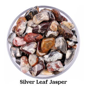 Silver Leaf Jasper Tumbled Stone, Gift for Crystal Lovers, Natural Gray Black Patterned Gemstone