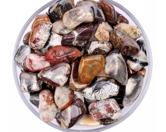 Silver Leaf Jasper Tumbled Stone, Gift for Crystal Lovers, Natural Gray Black Patterned Gemstone