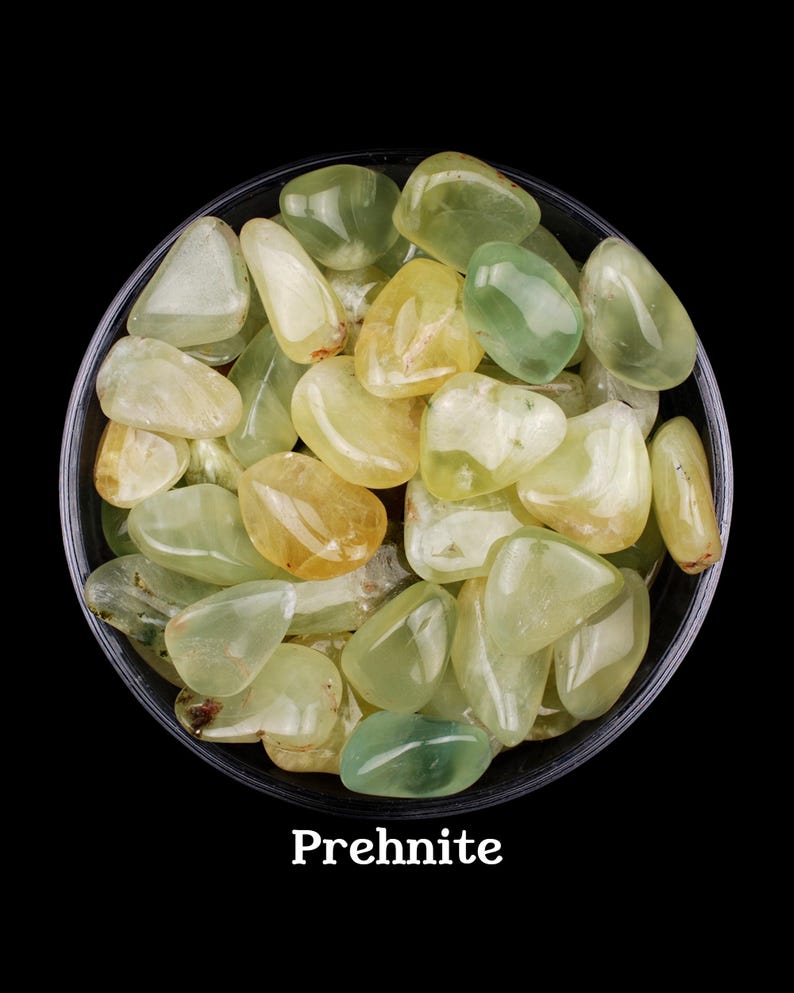 Prehnite Tumbled Stone, Heal the Healer, Heart And Third Eye Chakra Ritual Gem image 1