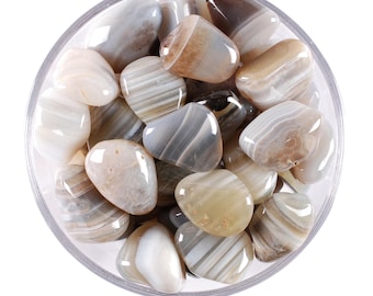 Grey Agate Tumbled Stone, Emotional Balance, Root Chakra Ritual Gem