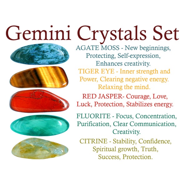 Gemini Crystals Set, Zwilling Kristall-Set, Kristalle für Zwilling, Steine Zwilling, Sternzeichen Zwilling, Zwilling, Kristalle, Geschenk, Sternzeichen, Sternzeichen Kristalle