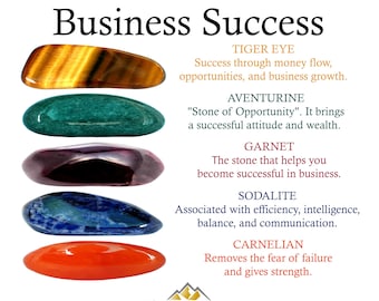 Business Success Crystals Set, Prosperity And Wealth Stones, Gift For Entrepreneur, Career Growth Manifestation Kit, New Job Office Gift