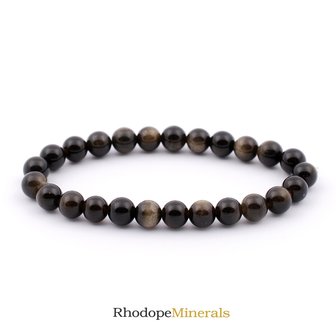 Gold Obsidian Bracelet, Golden Obsidian Bracelet 6 Mm Beads, Obsidian