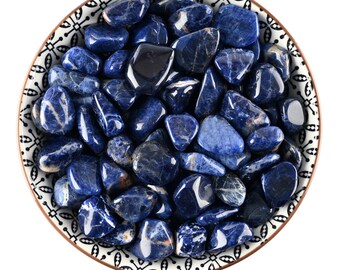 Conjunto de 10 piedras pulidas de sodalita, cristal de sabiduría azul, gema curativa para rejilla ritual de altar.