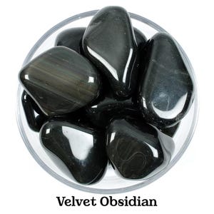 Velvet Obsidian Tumbled Stone, Psychic Protection, Emotional Healing And Truth, Root Chakra Grounding Crystal, Gift for Scorpio Capricorn image 1