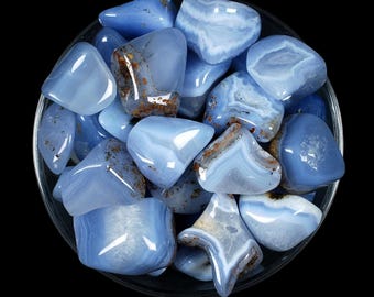 Pierre roulée calcédoine bleue, calcédoine bleue, pierres roulées, calcédoine, pierres, cristaux, rochers, cadeaux, pierres précieuses, gemmes, cristaux du zodiaque