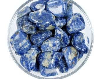Piedra pulida de sodalita, piedra preciosa natural de color azul intenso y blanco, piedra de bienestar, claridad mental y lógica.