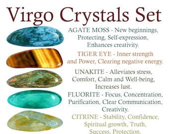 Virgo Crystals Set, Virgo Crystal Set, Crystals For Virgo, Stones For Virgo, Gifts, Crystals, Virgo, Zodiac, Metaphysical Crystals