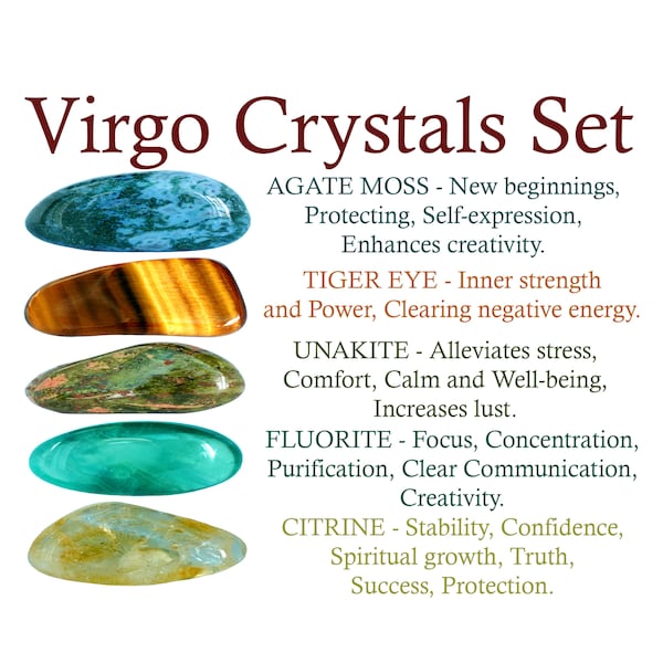 Virgo Crystals Set, Virgo Crystal Set, Crystals For Virgo, Stones For Virgo, Gifts, Crystals, Virgo, Zodiac, Metaphysical Crystals