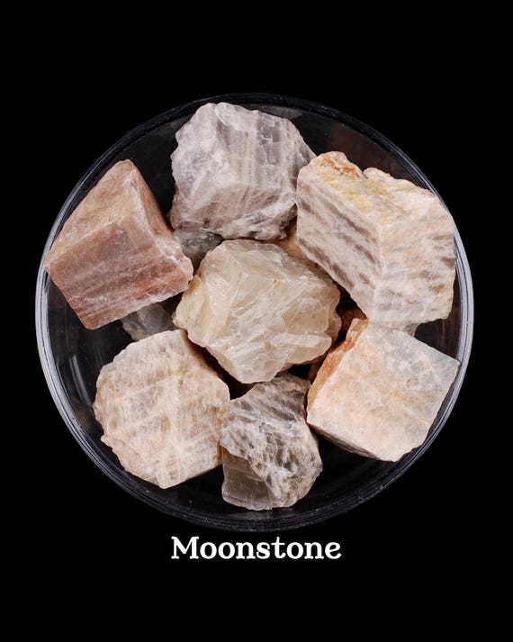 Moonstone Rough Stone, Raw Lunar White Crystal, Intuition And Altar Ritual Healing Gem
