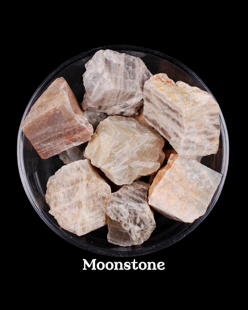 Moonstone Rough Stone, Raw Lunar White Crystal, Intuition And Altar Ritual Healing Gem image 1