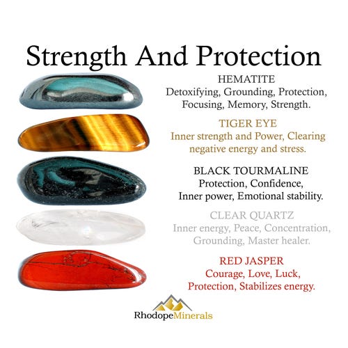 Strength and Protection Crystals Set, Gift Ready, Psychic Shield