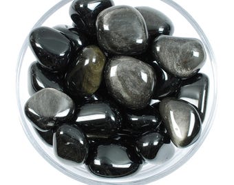 Silver Sheen Obsidian Tumbled Stone, Psychic Shield, Root Chakra Ritual Gem