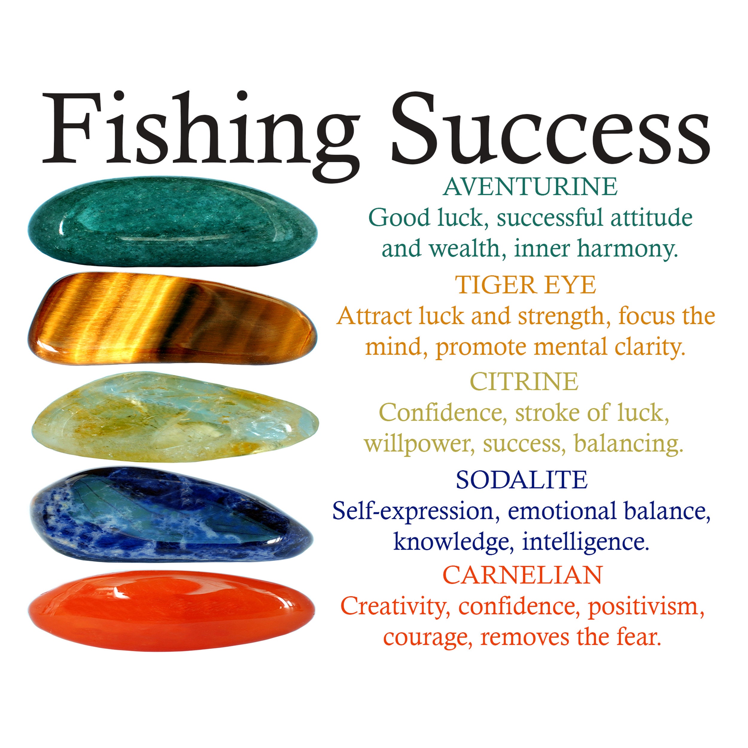 Fishing Success Crystals Set, Fishing Success Set, Tumbled Stones
