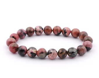 Rhodonite Bracelet, Rhodonite Bracelet 8 mm Beads, Rhodonite, Bracelets, Metaphysical Crystals, Crystals, Stones, Gifts, Rocks, Zodiac Stone