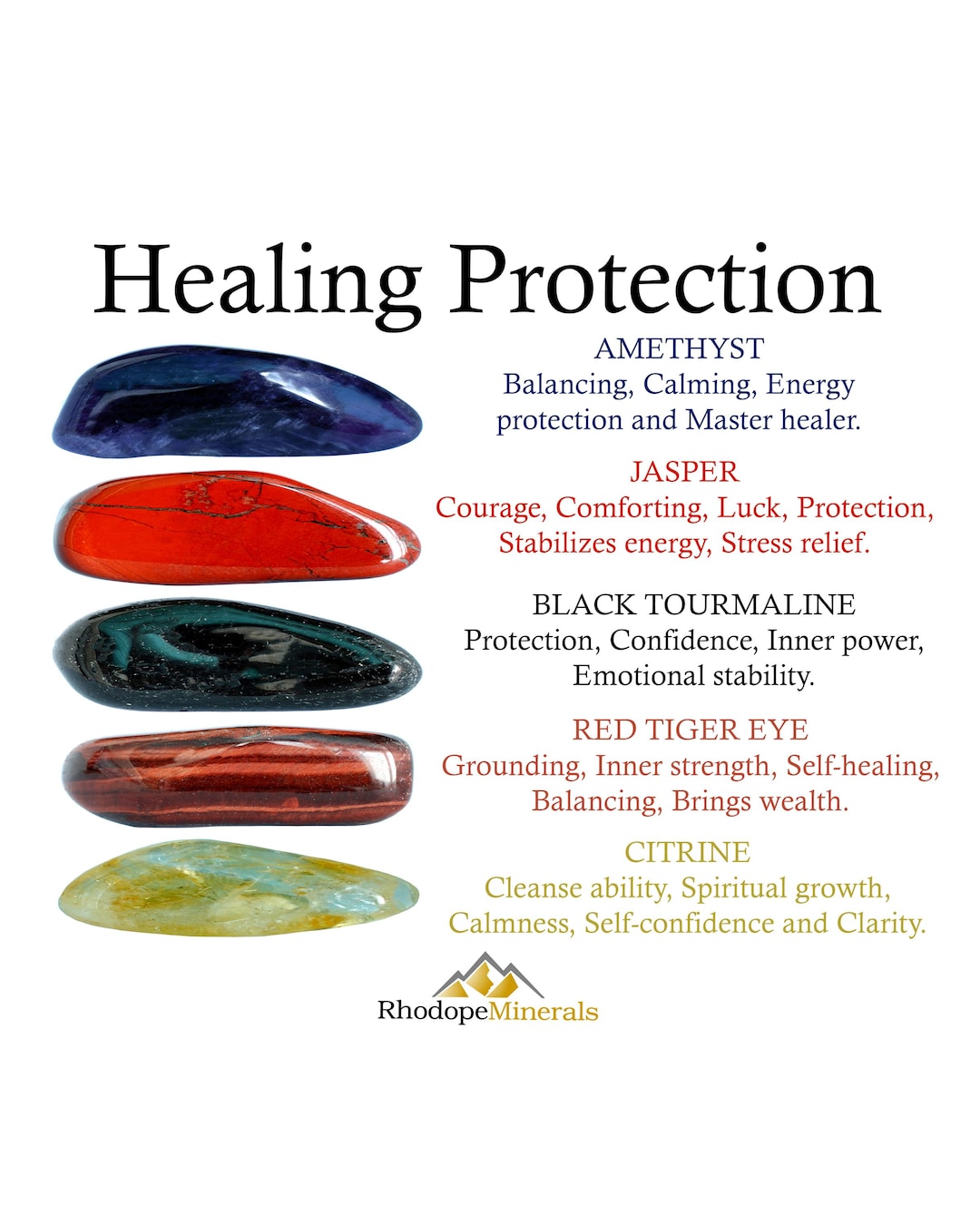 Healing Protection Crystals Set, Healing, Protection, Amethyst